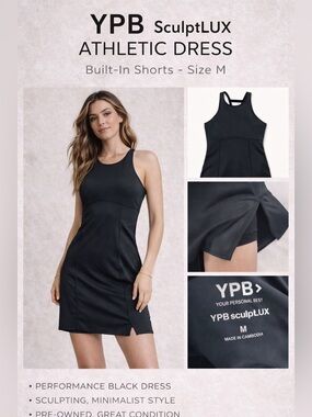 YPB SculptLUX Black Athletic Dress Size M Built-In Shorts Activewear